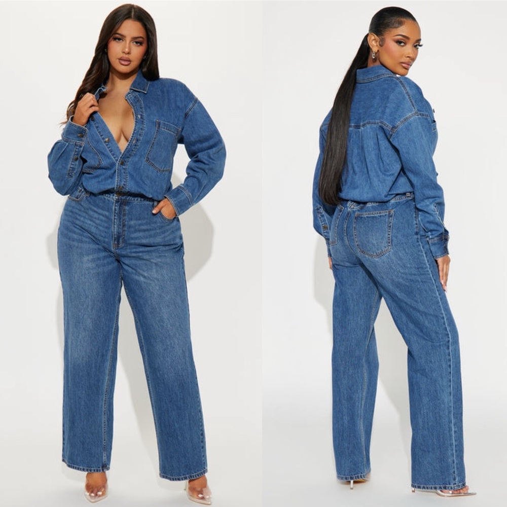 FASHIO NOVA Farmer's Market Cutie Denim Jumpsuit
